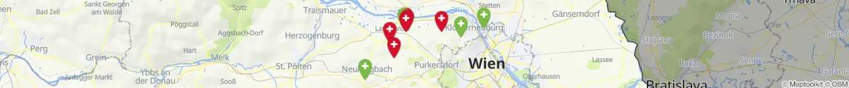 Kartenansicht für Apotheken-Notdienste in der Nähe von Tulln an der Donau (Tulln, Niederösterreich)